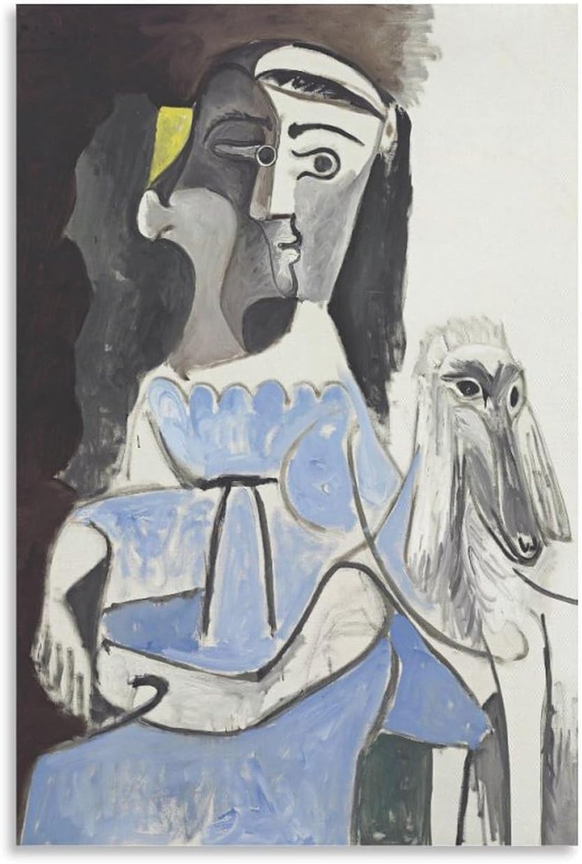 ZZYGGN GMGSW Woman with Dog by Pablo Picasso Poster and Prints Abstract Canvas Painting Pablo Picasso Wall Art for Office Picture Decor 40x55cmx1 Frameless