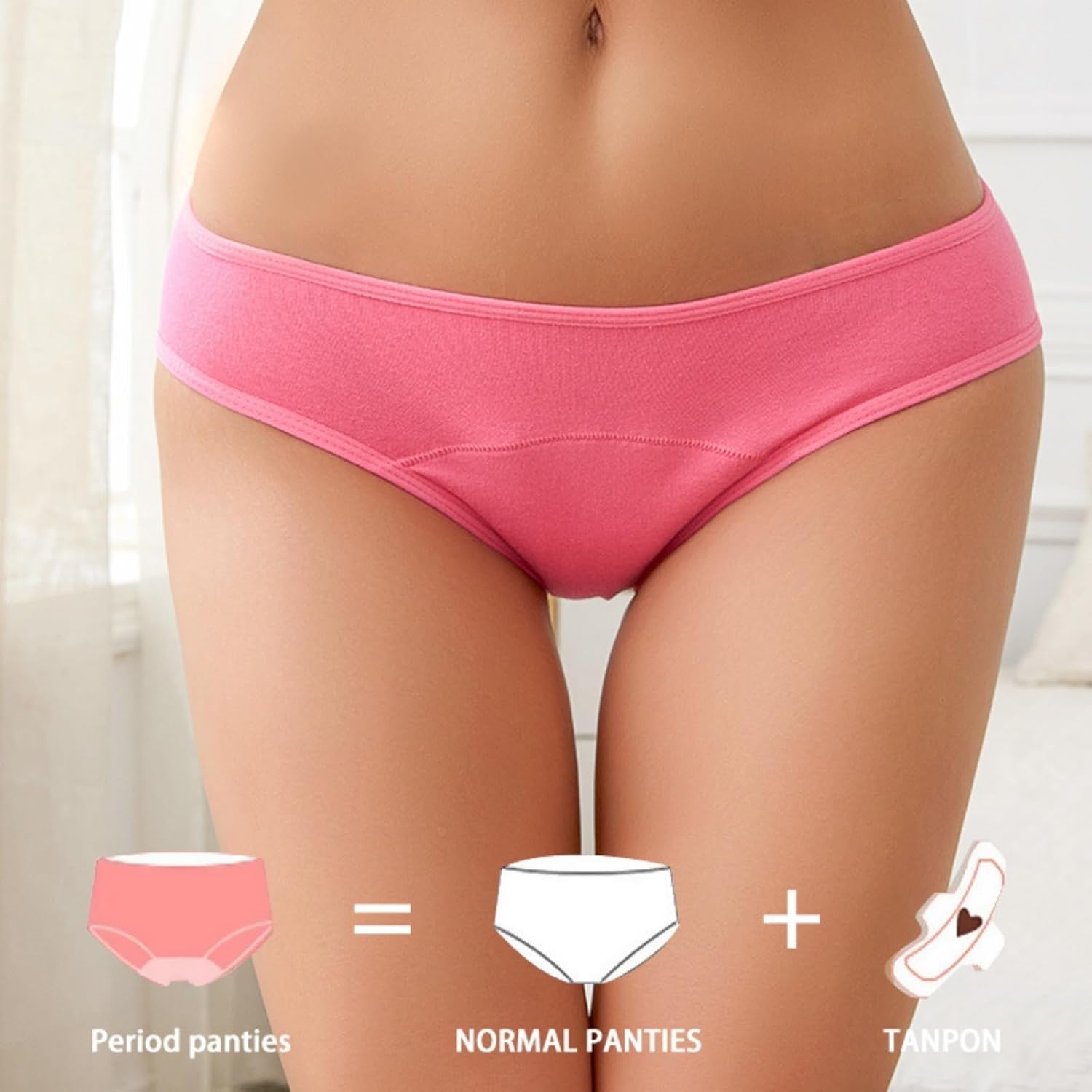 Women's 6-pack pure cotton briefs, full hip coverage, breathable and comfortable low-waist underwear