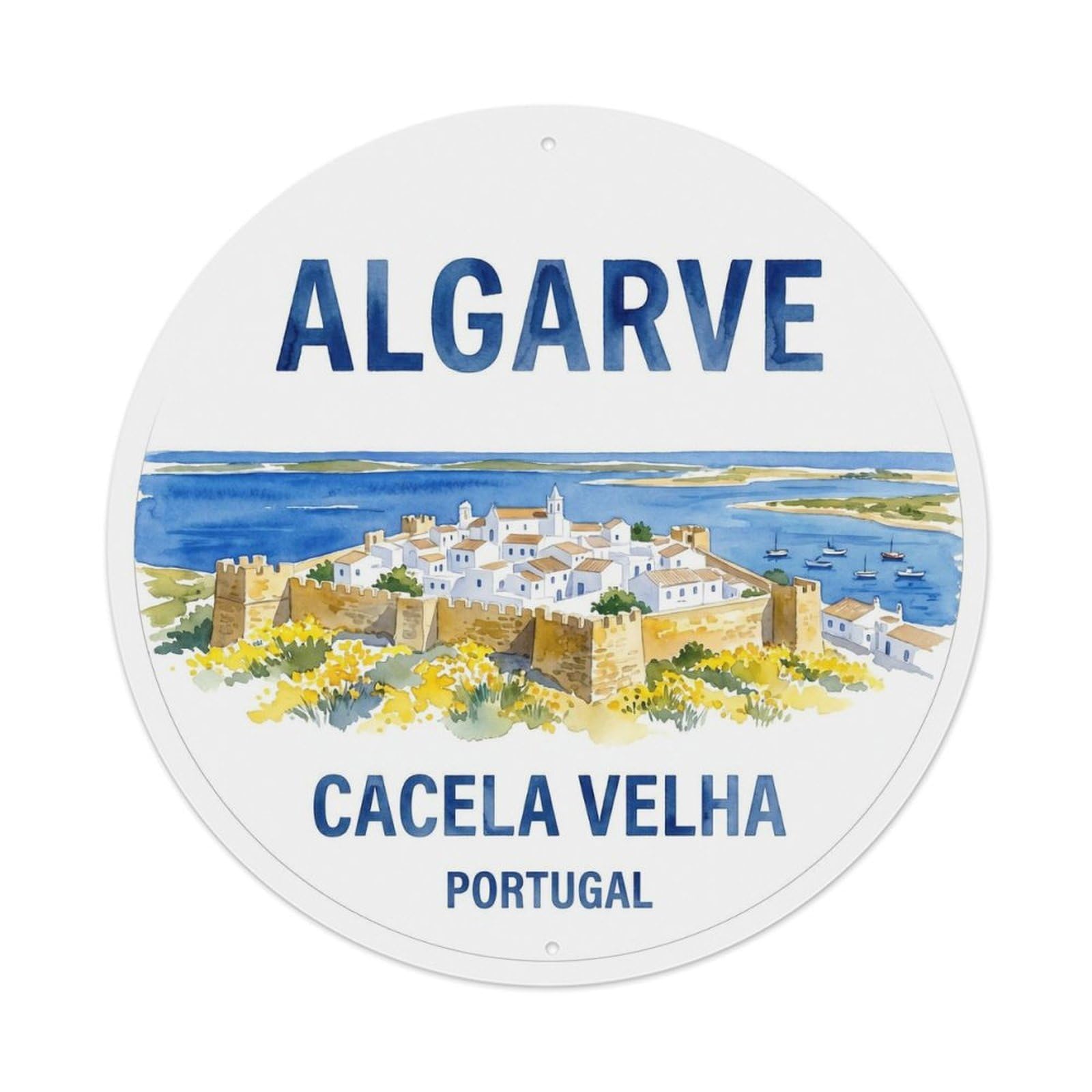 Olhnbad 08X08inch Style Cultural Portugal Algarve Coast Travel Art Metal Tin Sign
