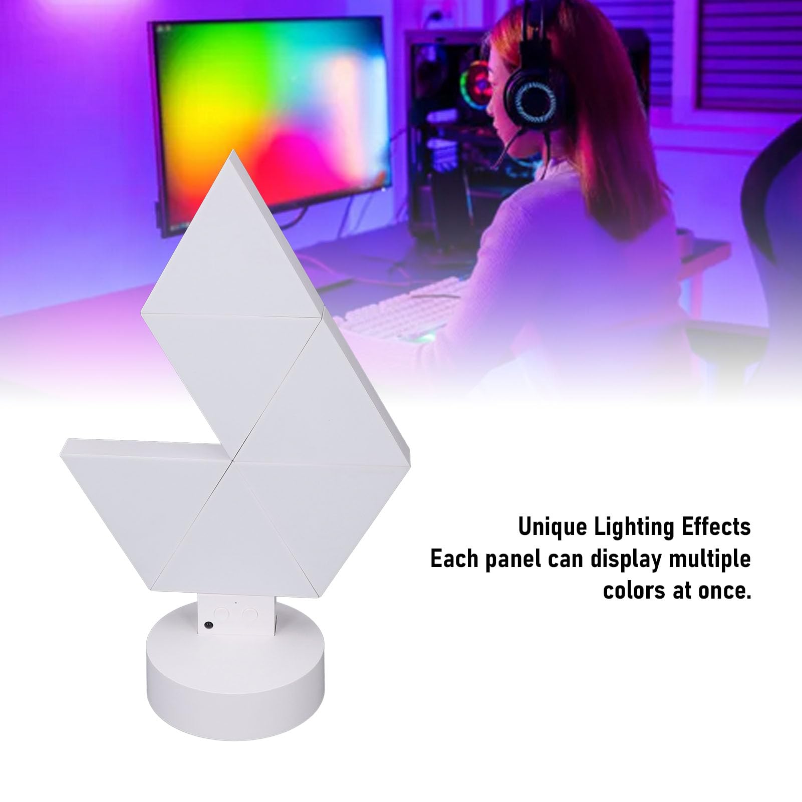 RGB-LED-Lichtpaneele in Dreiecksform, intelligente Wandleuchten mit Musik-Synchronisation, mehrfarbiges Tuya-kompatibles LED-Wandlicht für Gaming‑Zimmer und Schlafzimmerdeko,