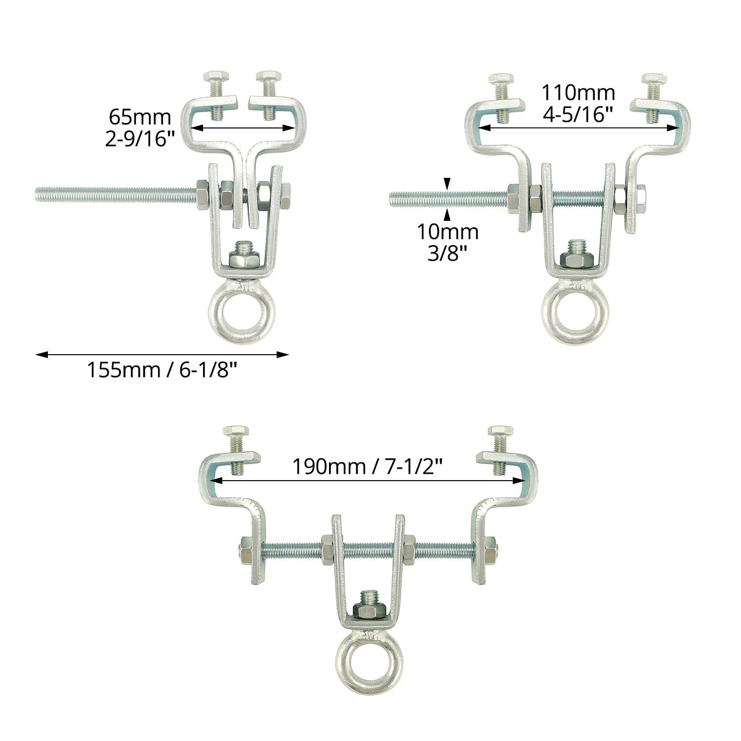 QWORK® 2 sztuki stalowych wieszaków typu I, zacisk nośny stalowy, akcesoria do worka bokserskiego do belek, regulowane od 6,3 cm do 19 cm