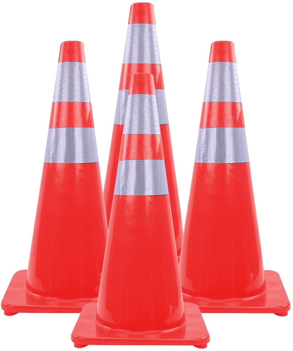 Cônes de signalisation routière durables en PVC, cônes de sécurité portatifs Rouges, cônes de Chantier lestés avec col réfléchissant, pour Le stationnement, la Formation à la Conduite et Les