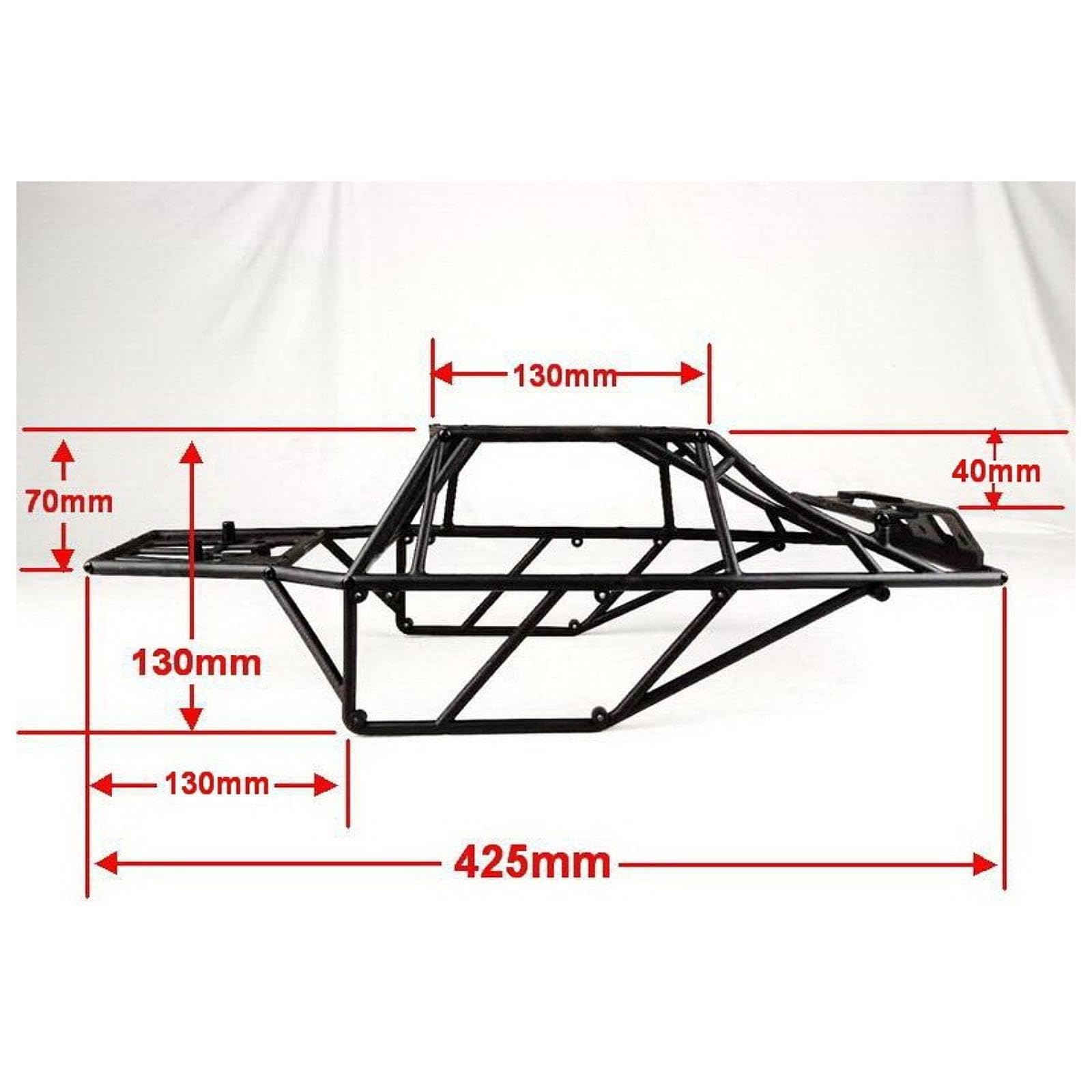 BEALIFE Châssis de voiture RC facile à installer avec arceau de sécurité et carrosserie robustes. Accessoires pour véhicules RC, châssis avec arceau sécurité pour crawler 1/10.