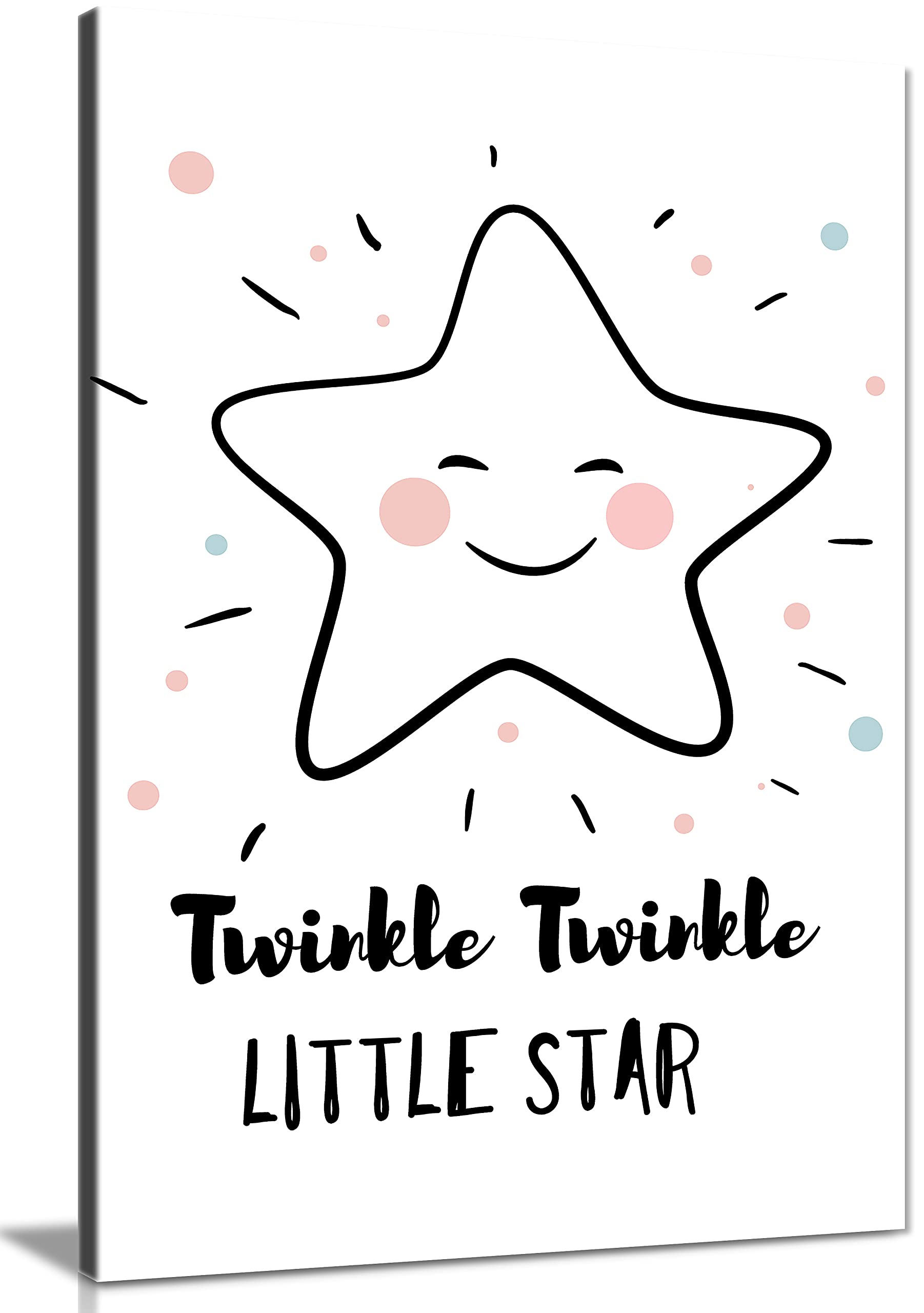 Panther Print Cute Star Canvas Wall Art For Baby Room, Framed Pictures For Kids Bedroom, Ready To Hang Nursery Decor, Art Prints For Special Occasions (18X12 Inch)