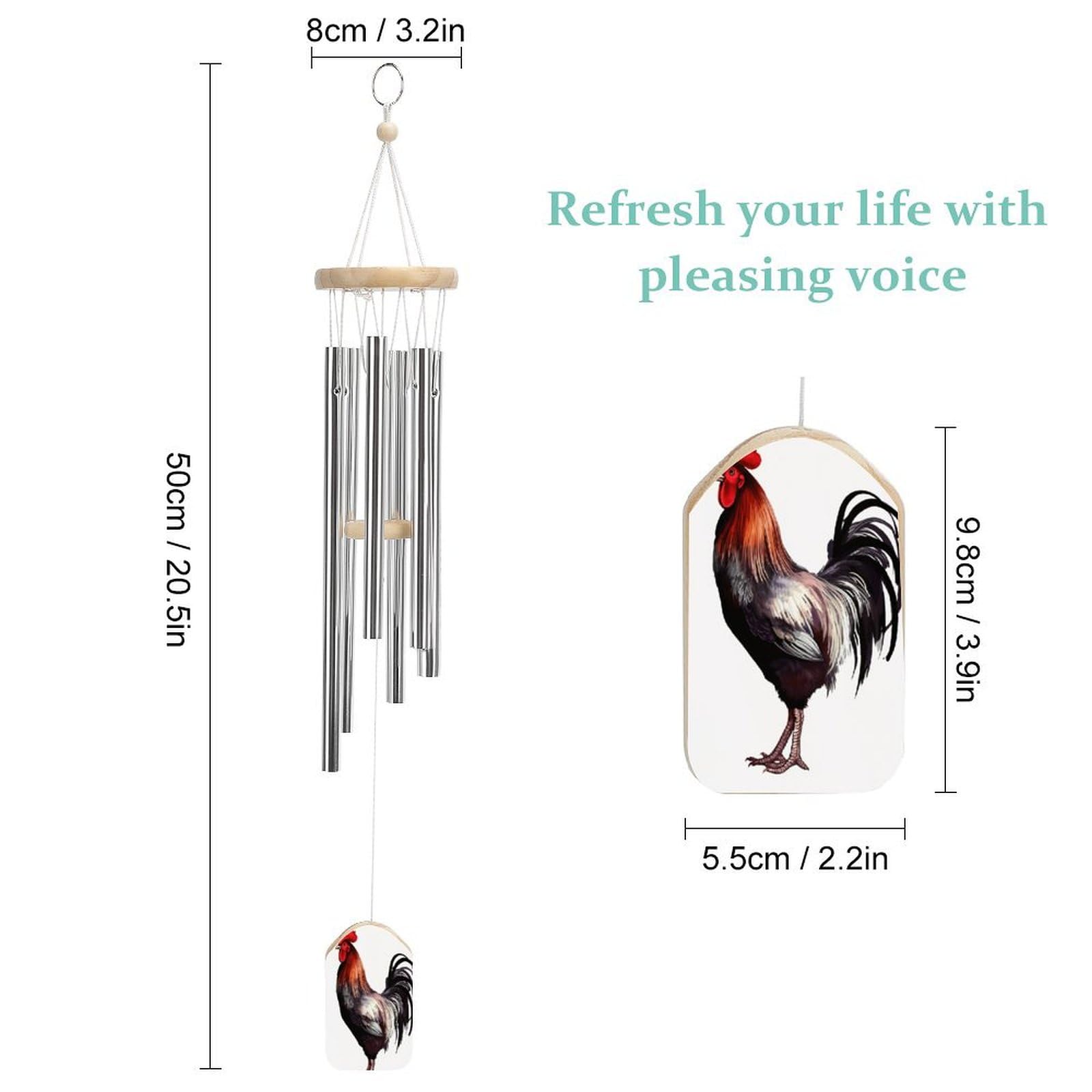 Outdoor Wind Chimes, Rooster Printed Wind Chimes,Simple Wind Chimes,Curtain Wind Chimes for Home Decoration