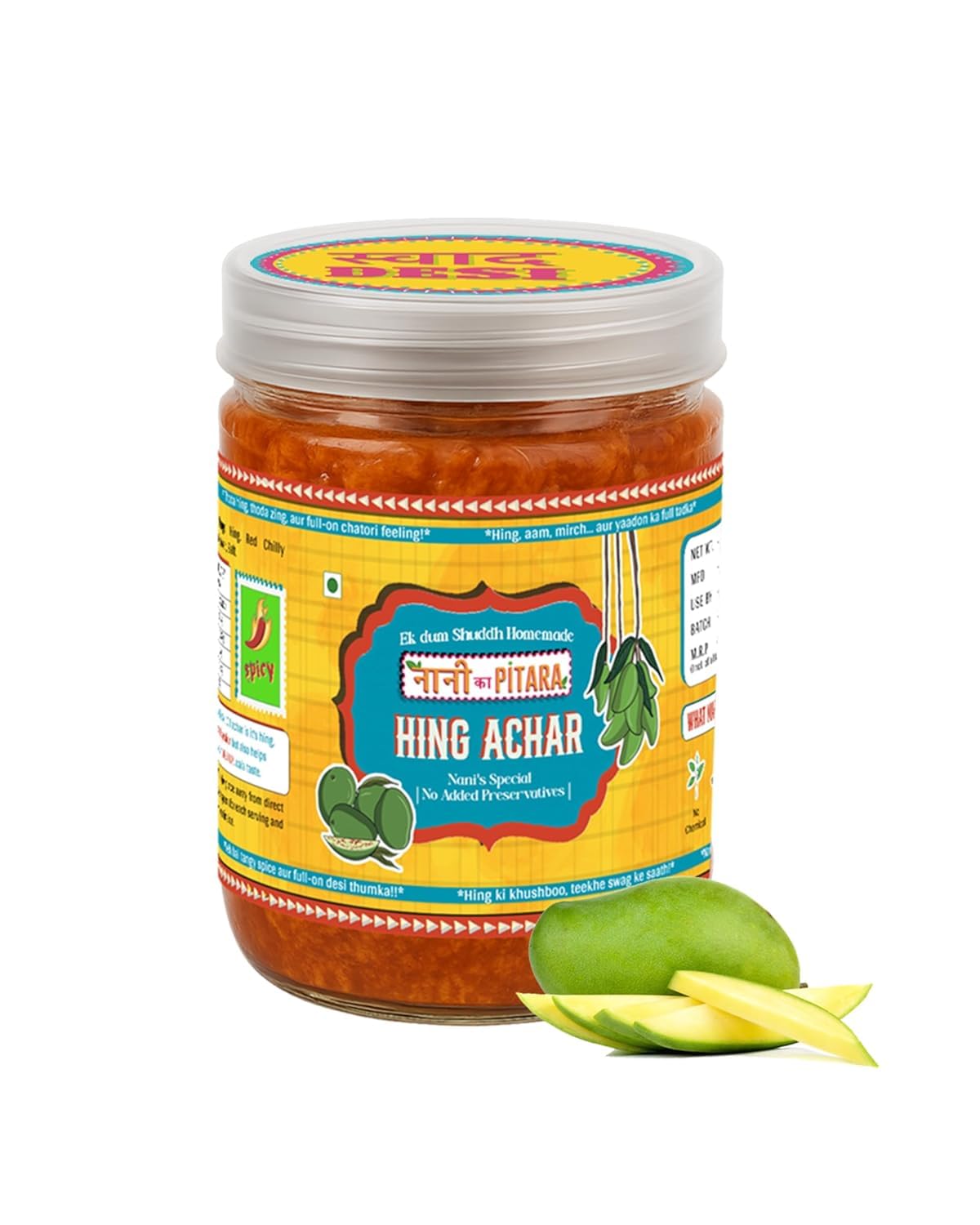 Nani Ka Pitara Traditional Bihari Style Homemade Hing Kacche Aam Ka Achar Achari | Preservative - Chemical Free | Hing Mango Pickle Without Oil | Tangy and Spicy | 400g-image-41