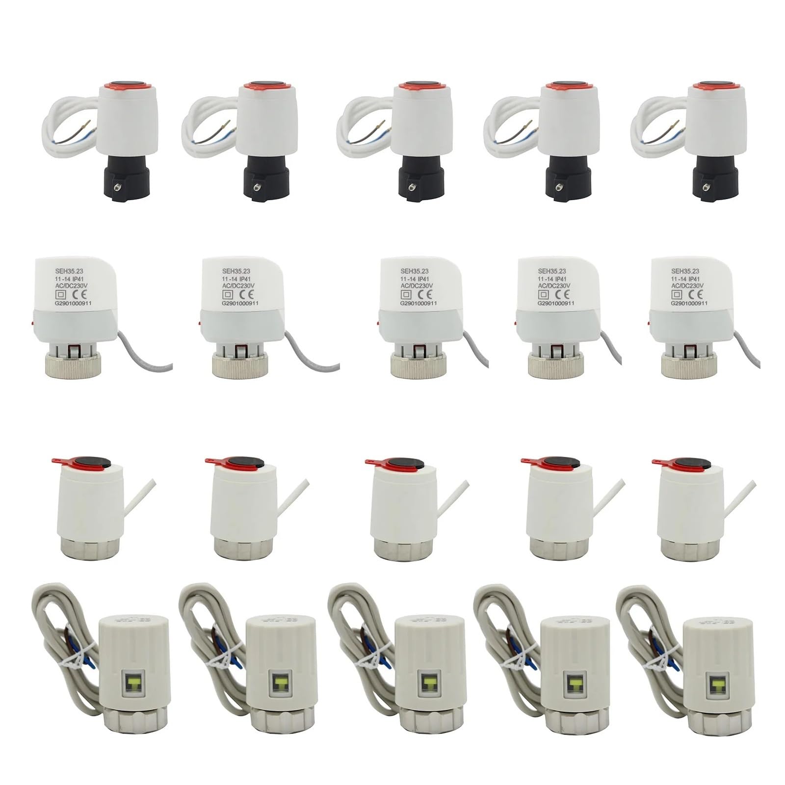 Siłownik termoelektryczny Elektryczna głowica silnika napędowego Thremal System ogrzewania podłogowego do instalacji hydraulicznej(5pc 230v NO3 nc)