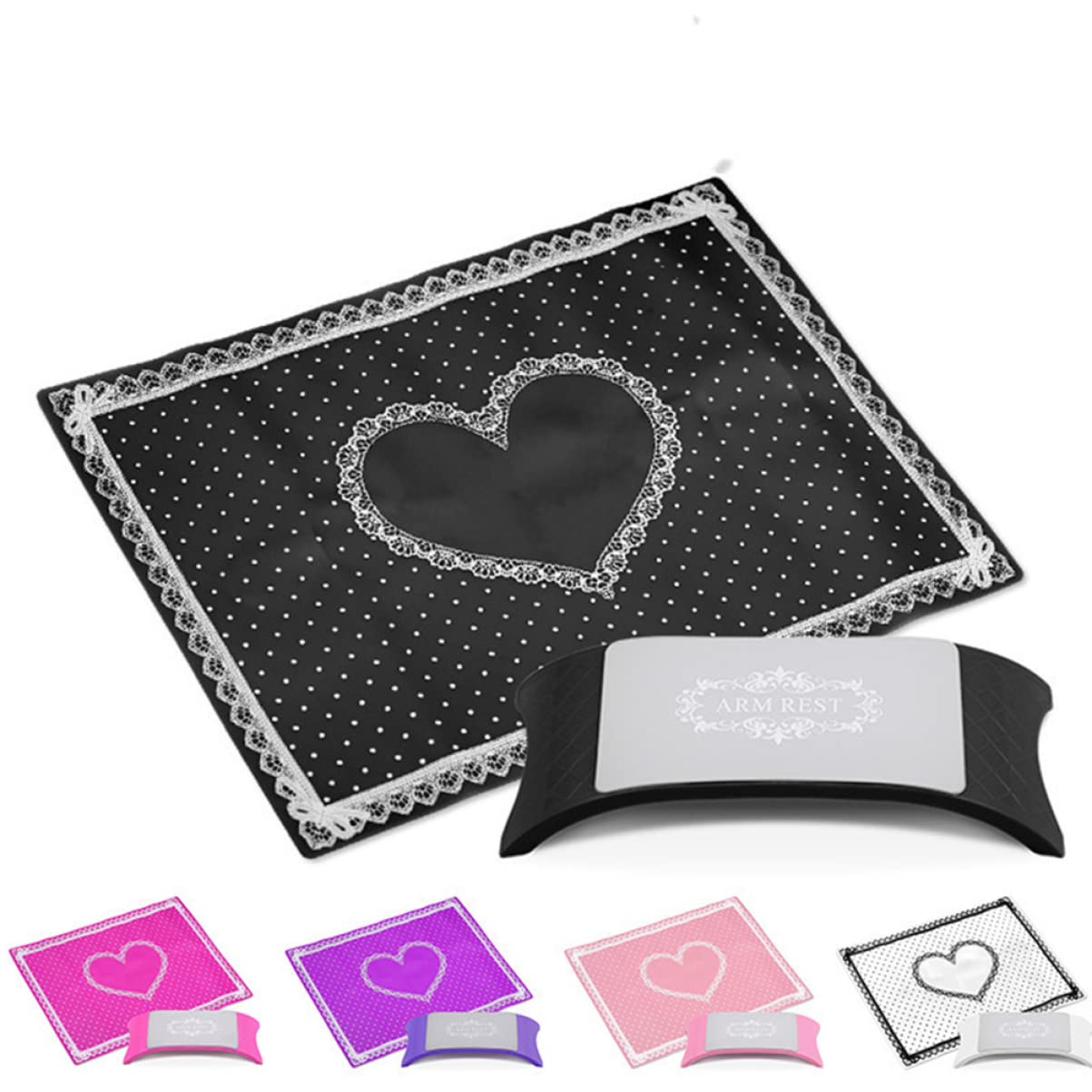 FRCOLOR 3pezzi Cuscino Silicone Per Manicure Tappetino Portatile e Lavabile Per Unghie Strumento Professionale Per Estetiste Art Rosa
