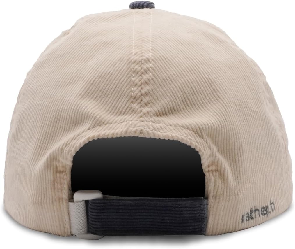 Rather Be Club Blue Flower Corduroy Rope Hat – Beige Vintage Cap with Flower Embroidery – Flex Hook-and-Loop Strap - Image 5