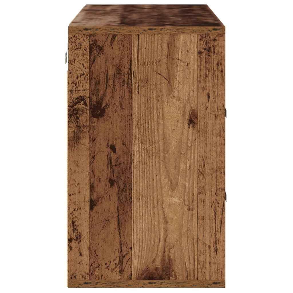 Schuhschrank mit Regal Altholz Holzwerkstoff 103 x 30 x 51 cm Schuhregal platzsparend mit 12 Brett-Regalen Schuhablage für Schuhe Schrank Schuhständer für Flur Innenbereich
