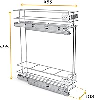 Vista 4 de Emuca - Supra Portabidón extraíble con cierre suave, módulo 5.906 in (5,9 pulgadas), pintado gris metálico, acero