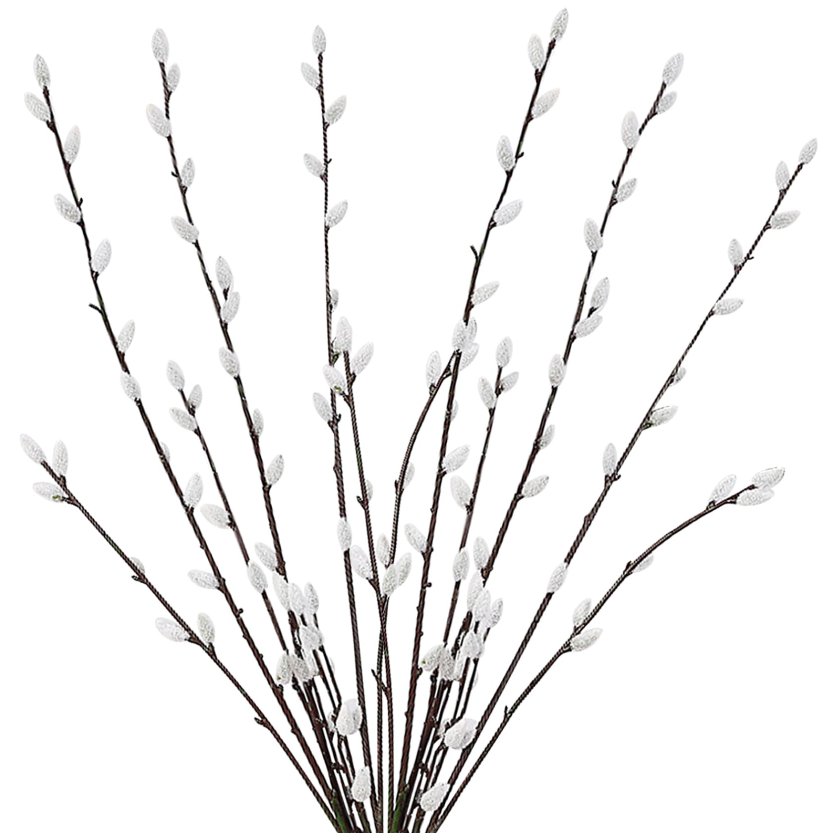 CUCUFA Artificial Pussy Willow Branches 2 Bundles/6Pcs Realistic 28inch Pussywillows DIY Decorative Pussy Willow Branches for Vases Wedding Photography Prop