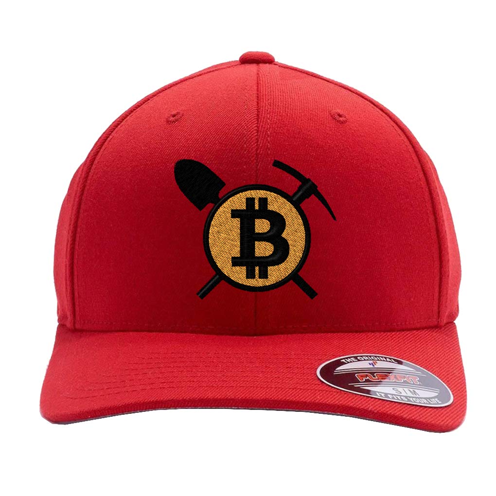 Bitcoin Mining Cap. Bitcoin Digital Currency. 6477 Flex Fitted. (L/XL, Red)