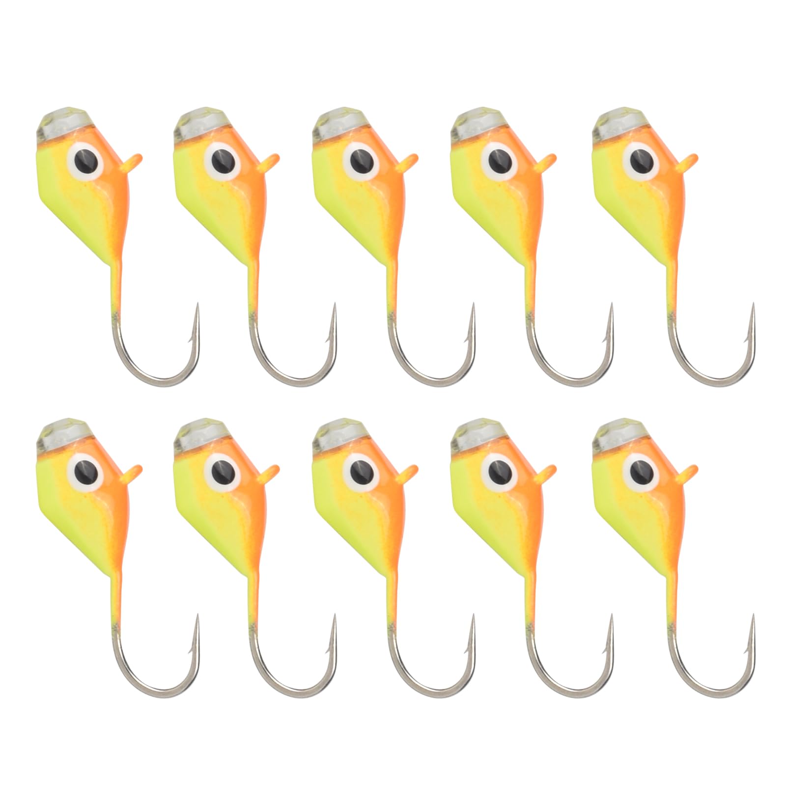 TG-DZURI Tungsten Ice Fishing Jigs, 10Pcs Glow Teardrop Ice Fishing Jigs 9 Colors/5 Sizes Tungsten Jigs for Crappie Panfish