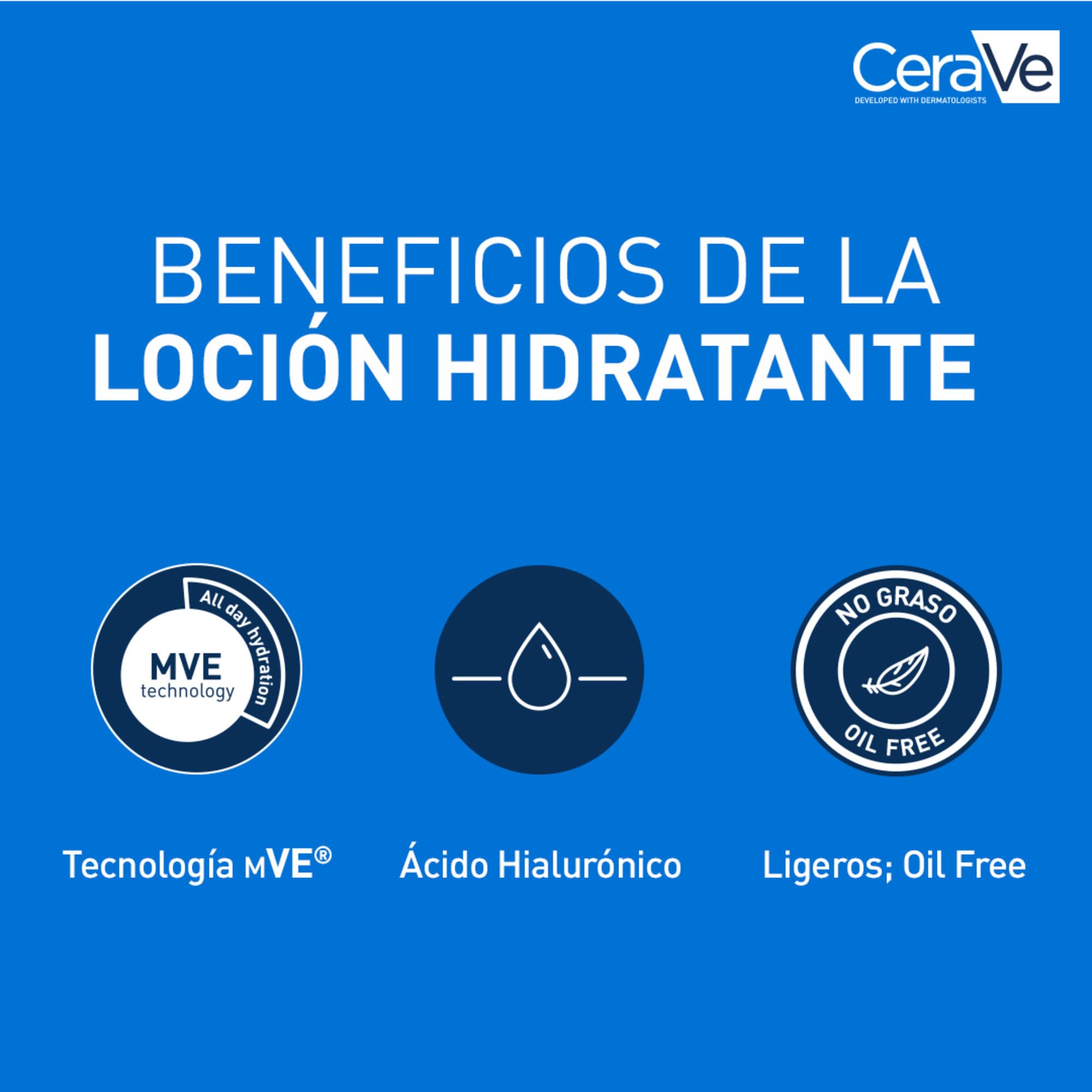 CeraVe Loción Hidratante, Piel Seca a muy Seca, Hidrata y Restaura la Barrera Protectora de la Piel, Enriquecida Con Ceramidas Esenciales y Ácido Hialurónico, Fórmula Ligera, Apta para Rostro y Cuerpo