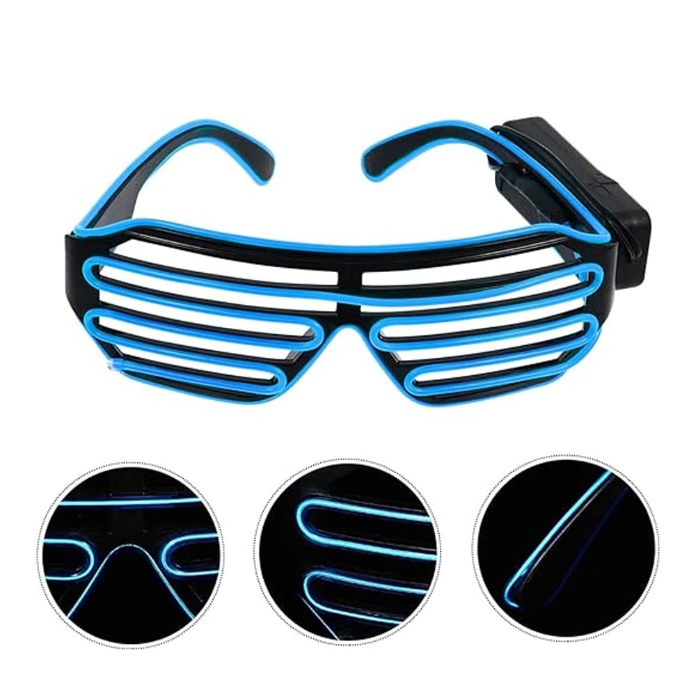 Gizelle LED Light Up Neon Shutter Glasses Wireless Flashing Party Eyeglasses Neon Glow In Dark Illuminated Frames For Disco Christmas DJ Costume Party Favors Blue - Image 3