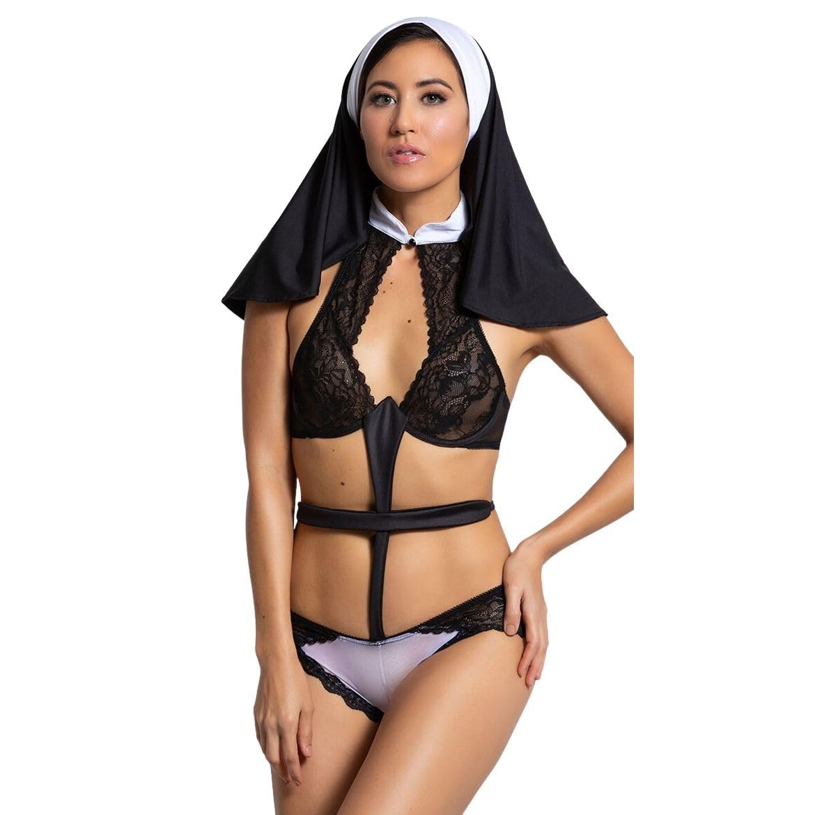 flirty touch Women's Maid Roleplay Costume Lingerie Set (Pack of 1) (Regular, Free Size, Black-White)-picture-26