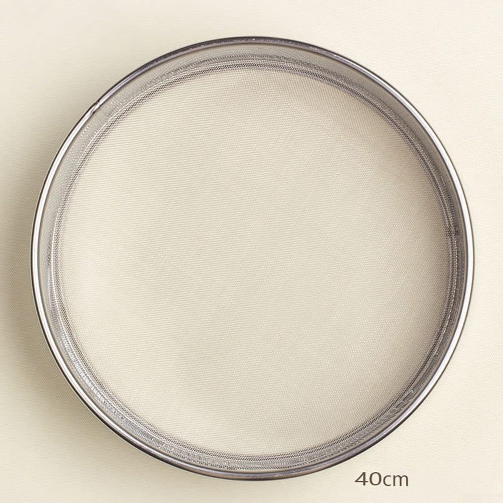 Edelstahl Mehlsieb, 40cm Rund Mehlsieb Küche Feinmaschiges Ölsieb Sieb Zuckerfilter für Backen Kuchen Pasta Torten