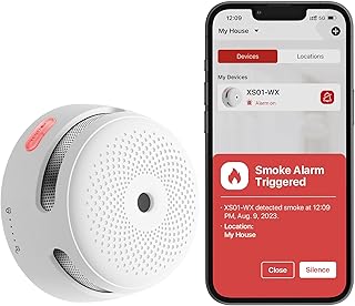 X-Sense Wi-Fi Smoke Alarm Detector with Replaceable Battery, Smart Fire Alarm Compatible with X-Sense Home Security App, Certified by the TÜV and Compliant with EN 14604 Standard, XS01-WX, 1-Pack