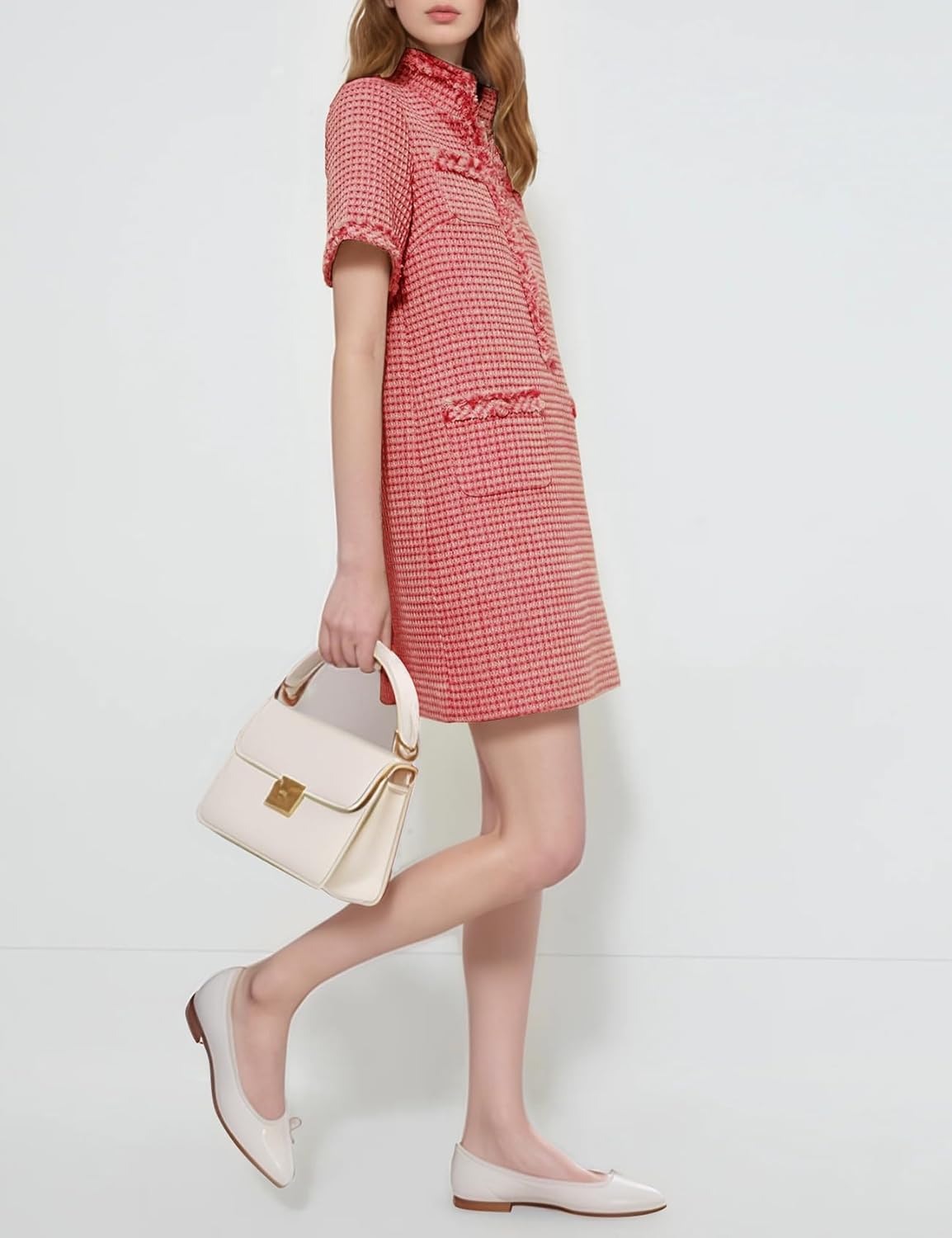 PEHMEA Womens Tweed Dress 2026 Short Sleeve Shift Mini Elegant Formal Work Cocktail Party Dresses - Image 3