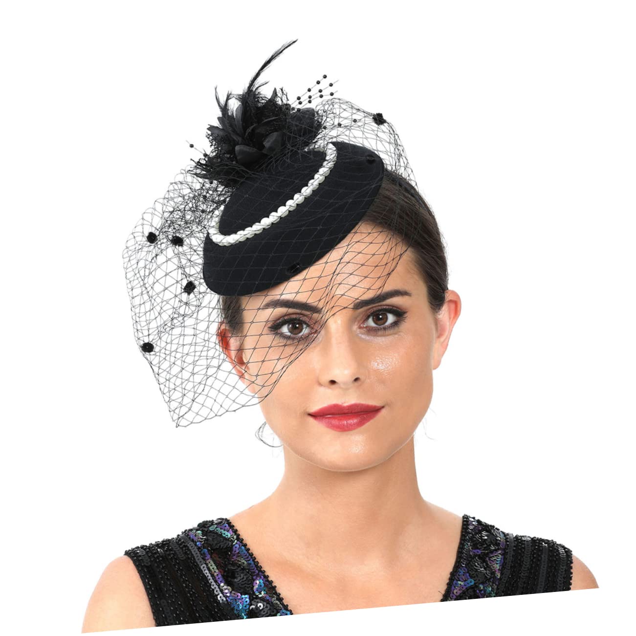 ifundom 4pezzi Fascinator Retro per Sposa con Piume e Perle Cerchietto Elegante per Cerimonie e Feste Accessorio Versatile per Matrimoni e Occasioni Speciali