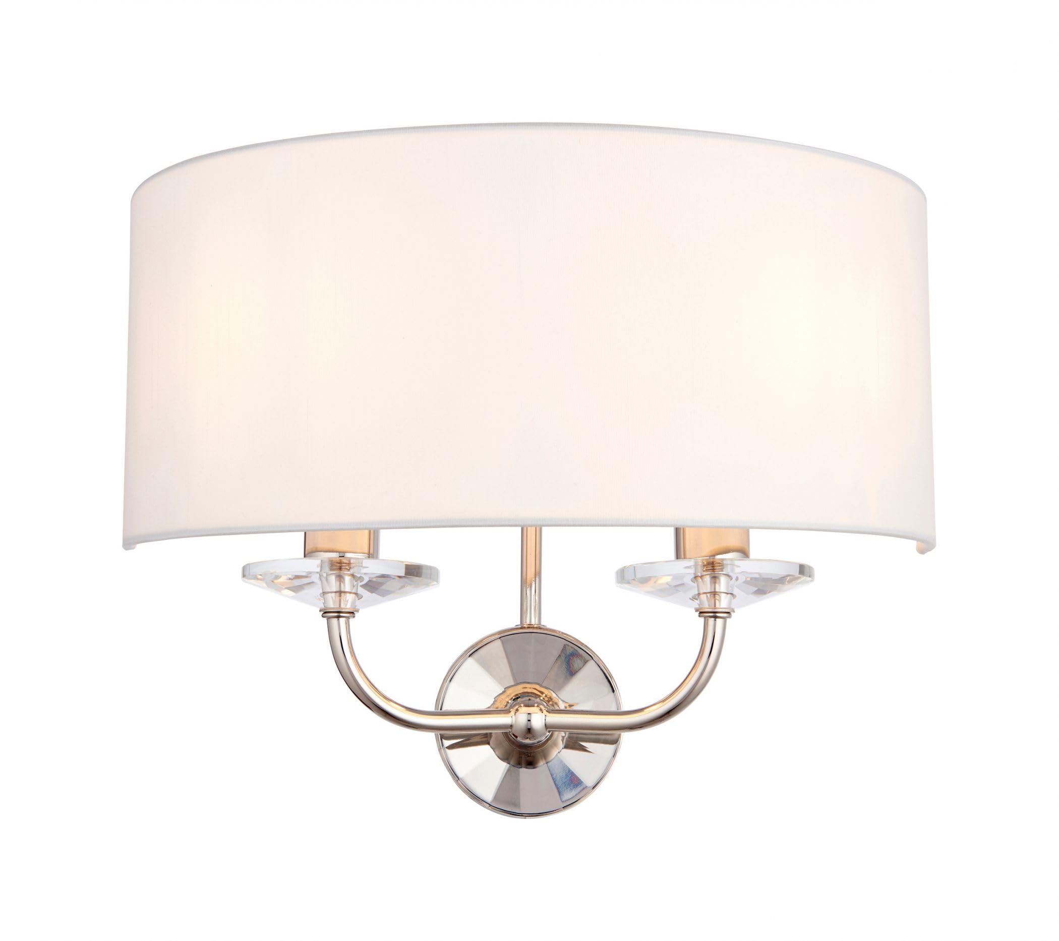 Endon Nickel 60180 Nixon Bright & Vintage White Faux Silk Twin Dimmable E14 Wall Light