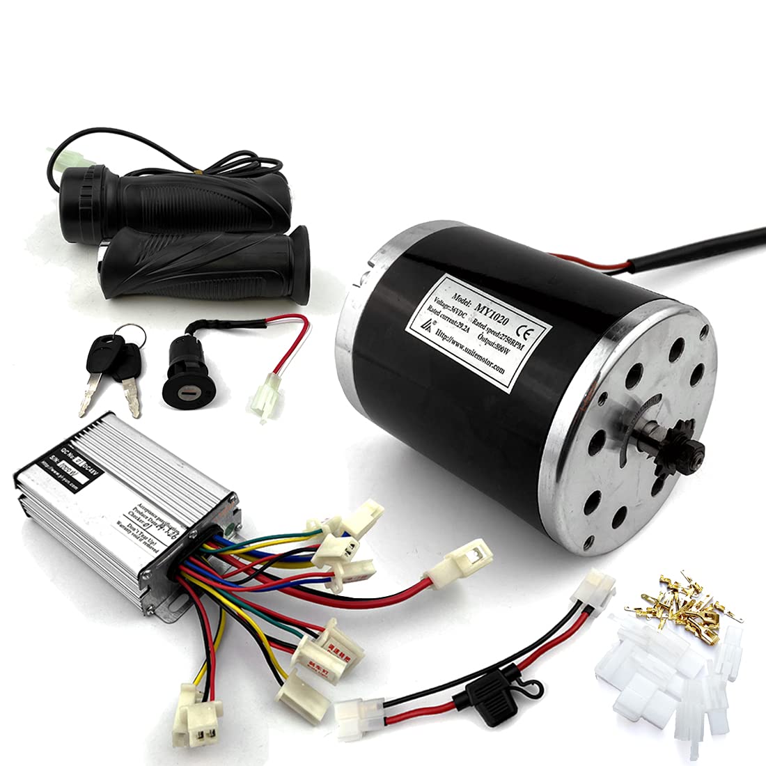Bracketless 800W Brush Motor Go Kart Scooter Bike Minibike MY1020 Pocket Bike 1000W Controller and Fuse Handle Throttle (48V Handle kit)