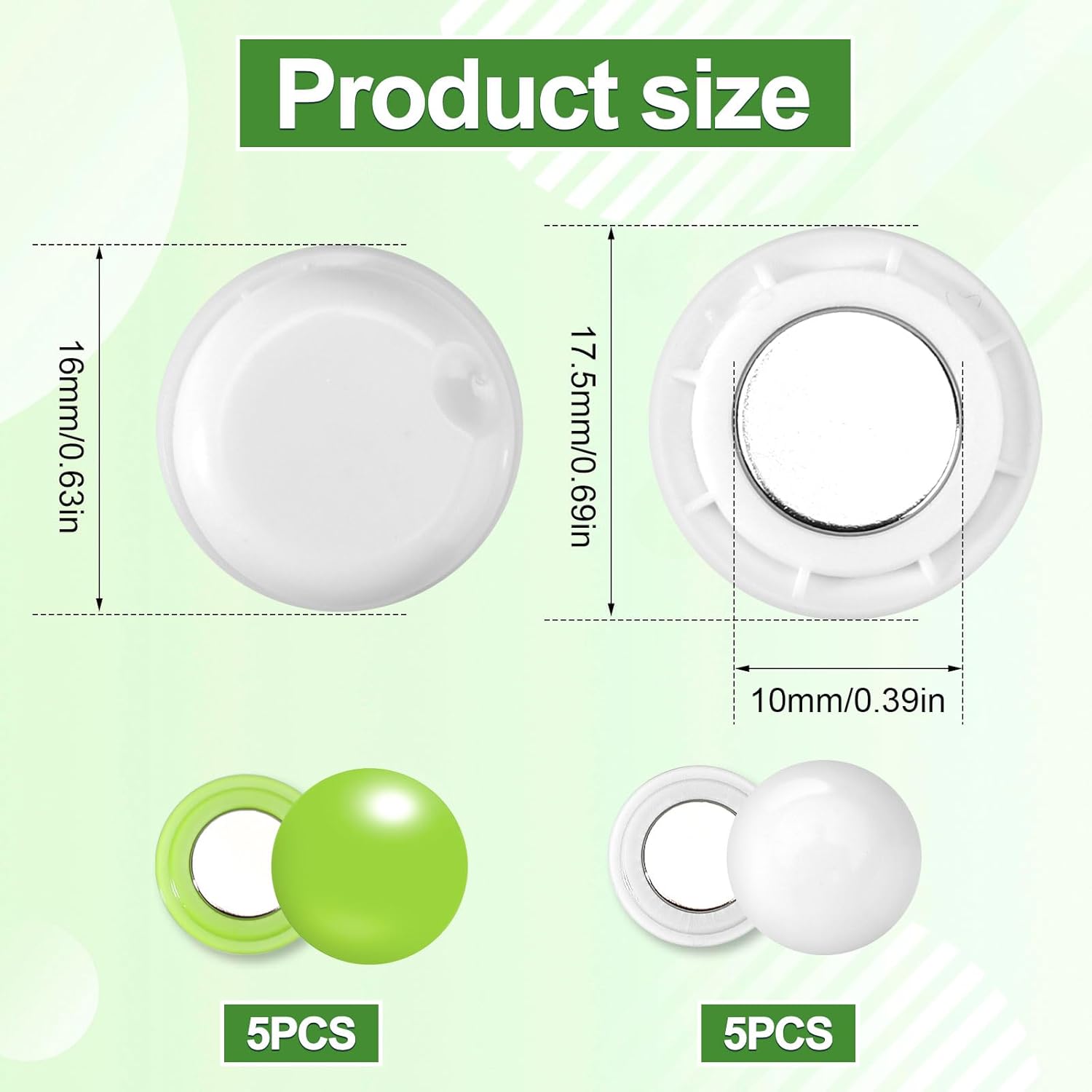 10 Pairs Running Bib Magnets, Magnetic Race Bib Clips Marathon Bib Holder Running Bib Buckles Bib Fasteners for Runners Snaps Pins Boards Accessories for Triathlon Run Cycling (Light Green, White)