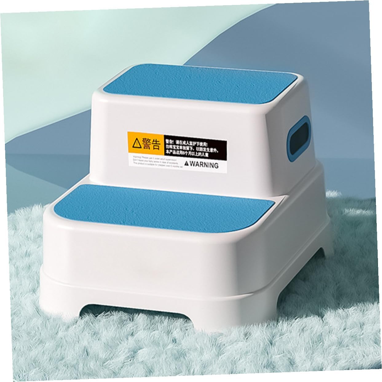 Non-Slip Step Stool for Bathroom and Playroom Peacock Blue Foot Stool with Anti-Skid Surface Lightweight for Washing Hands and Toilet Training