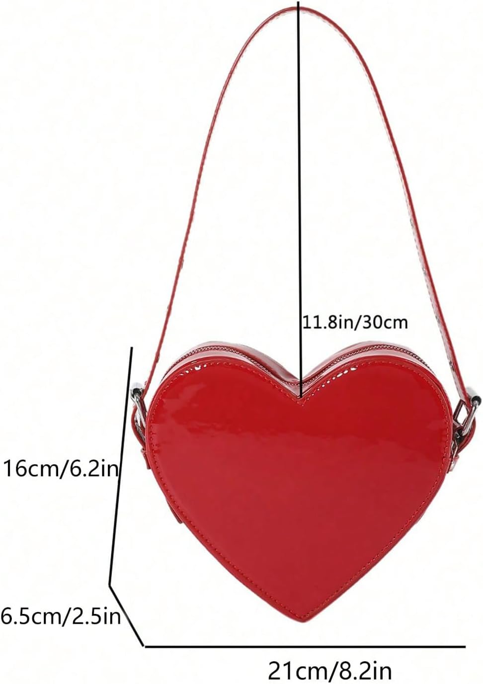 QWINEE Women's Cute Heart Shaped Shoulder Bag Zipper Small Novelty Handbag with Adjustable Strap - Image 6