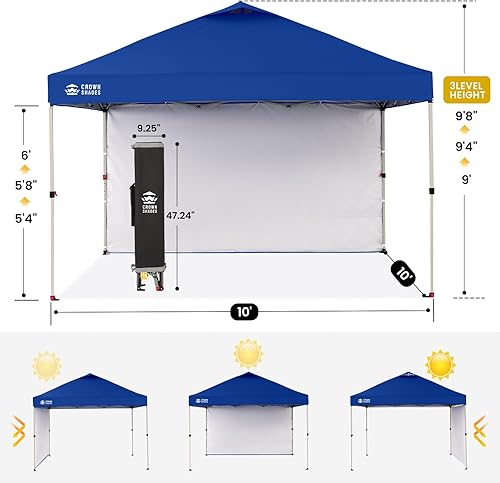 Miniatura 3 de CROWN SHADES - Toldo desplegable de 10 x 10 pies con 1 pared lateral, tienda de campaña de playa que se arma con solo presionar un botón, glorieta