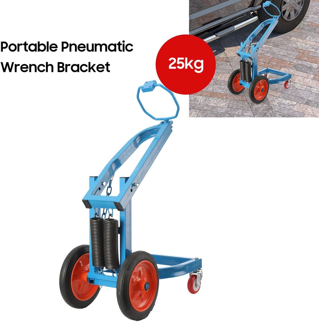 Mobile Air Impact Wrench Rack, 1 inch Pneumatic Impact Gun Cart Holder With 4 Wheels 360° Swivel Heavy Duty Truck Gun Holder Tool, Tire Impact Gun Stand Suitable for Changing Tire