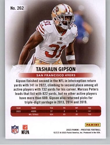 Miniatura 2 de 2023 PANINI PRESTIGE #262 TASHAUN GIPSON SAN FRANCISCO 49ERS FOOTBALL OFFICIAL TRADING CARD OF NFL