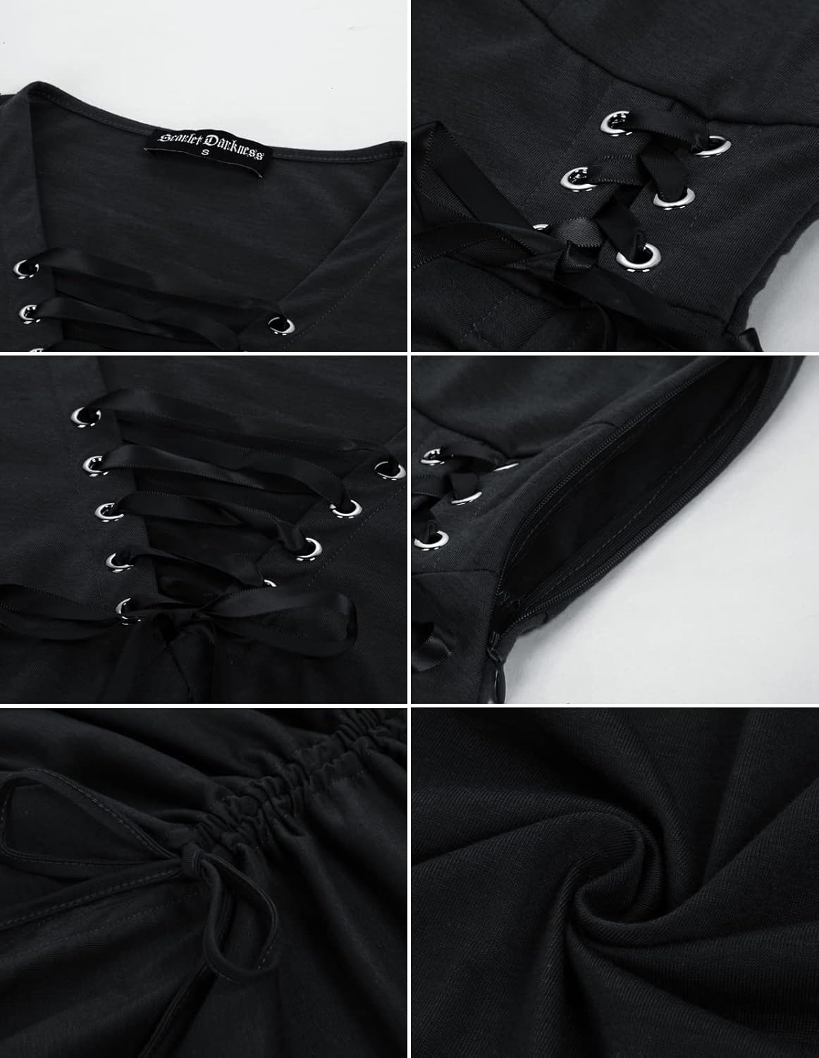 Scarlet Darkness Renaissance Steampunk Dress Lace Up High Low Dress Pirate Costume - Image 5