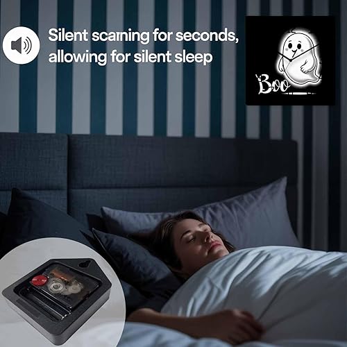 Vista 7 de Halloween Boo Wooden Wall Clock Silent Non Ticking, Ghost Black White Square Wall Clock Battery Operated, Decor Clock for Home Office, Living Room