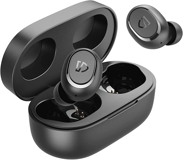 SoundPEATS Truefree2 Wireless Earbuds IPX7 Waterproof, Bluetooth 5.0 Customized Design in-Ear Stereo Sports Earbuds, USB-C fast Charge, 20 Hours Playtime, Monaural/Binaural Calls (Black)