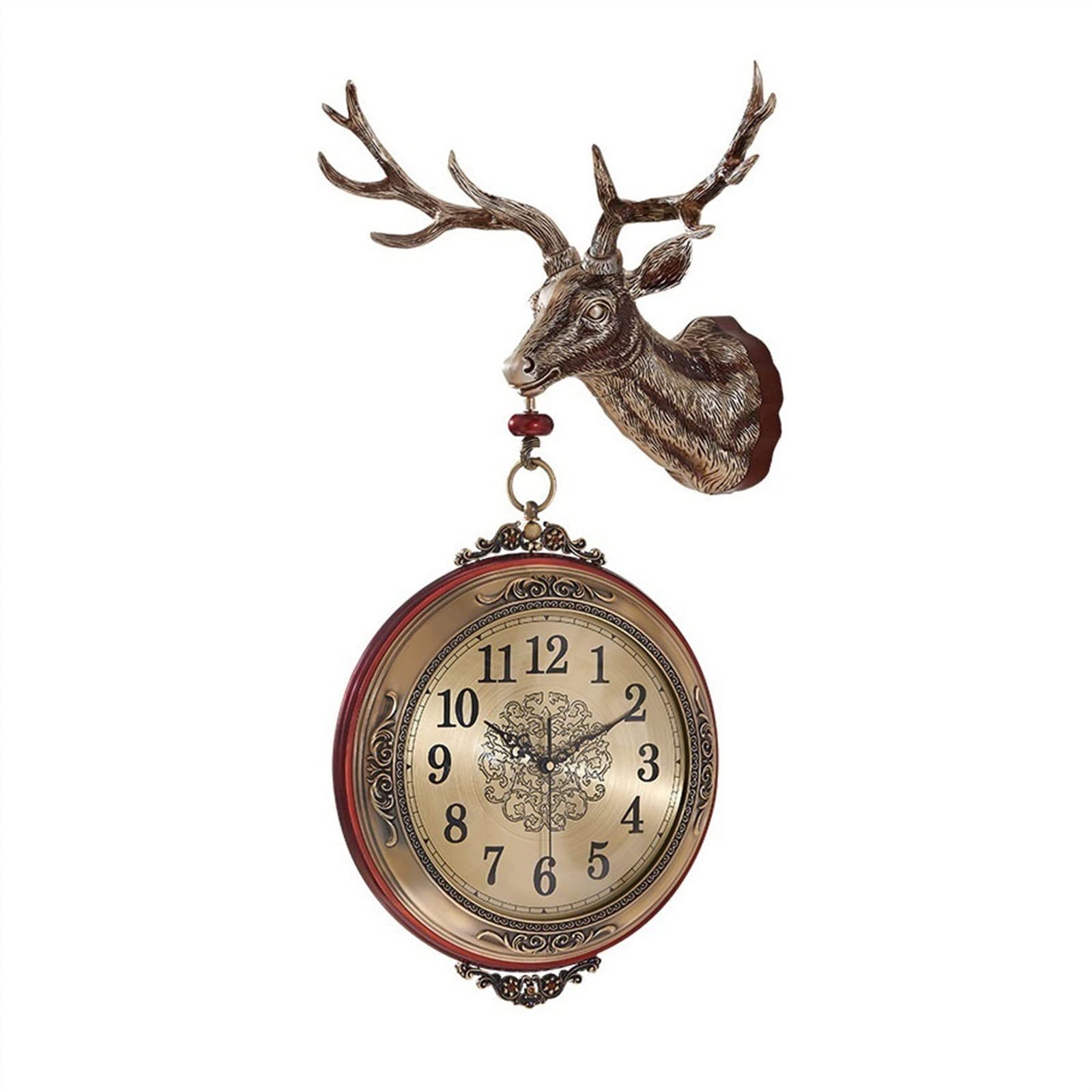 DFHS46JK Wall Decor European Light Luxury Deer Head Clock Living Room High-grade Decorative Wall Corridor for living room decor