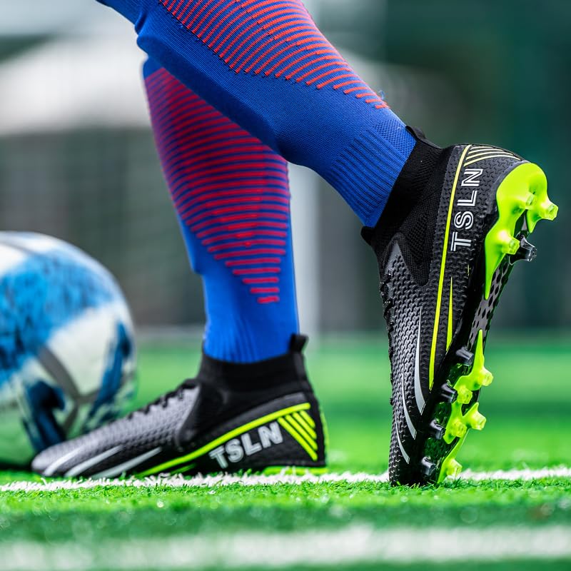 High-end Seamless Large Size Ground Men's Soccer Spikes Professional Soccer Shoes Long Spikes high top Non-Slip Wider Training Outdoor Sports Shoes2