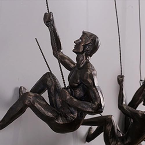 Miniatura 2 de SHENGTIAN 3 piezas de escultura de pared de hombre escalador escultura de arte de pared de hombre escultura de arte de pared de bronce para