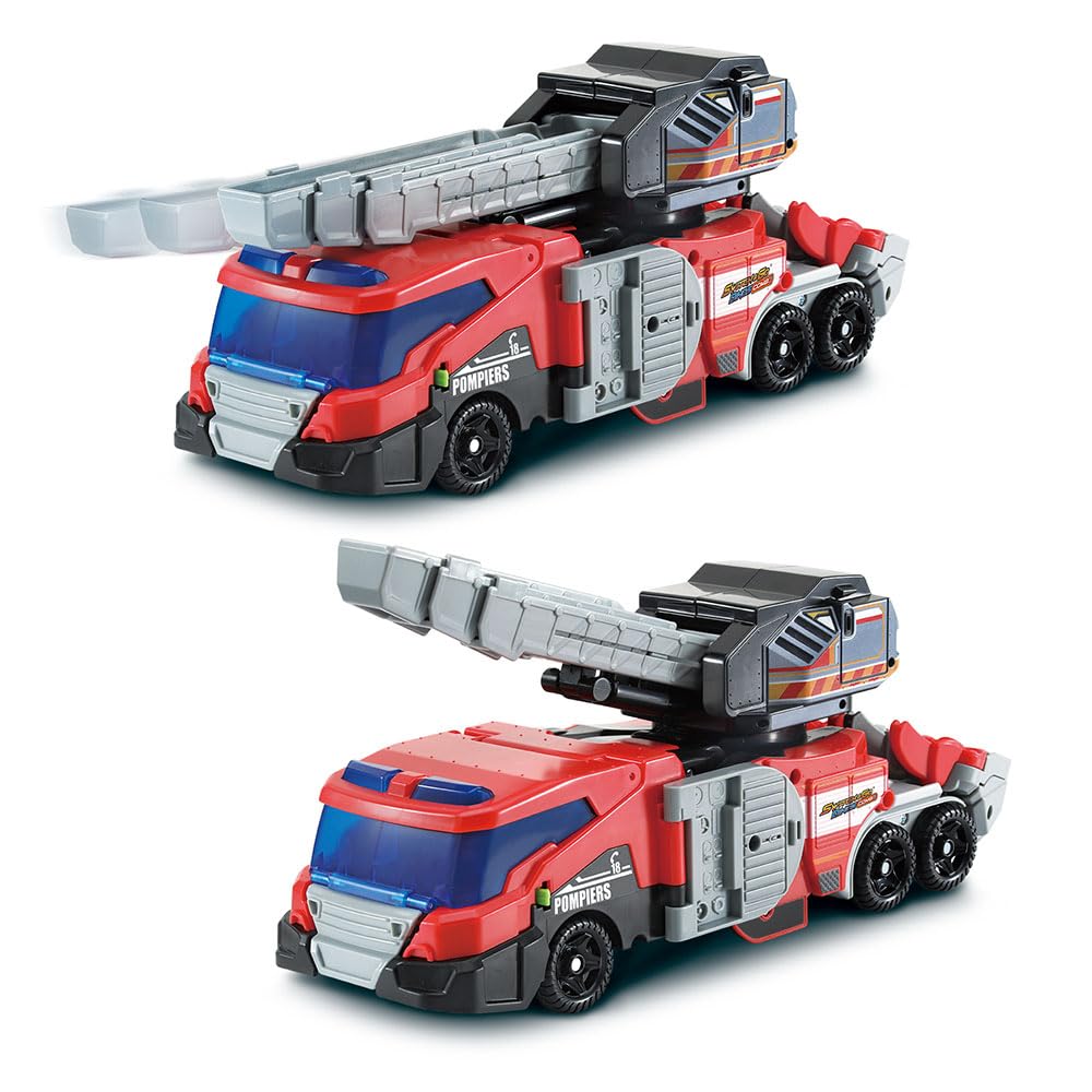 VTech - Switch & Go Dinos Combo, Dinosaure Sonore Trio, le Méga T-Rex SOS 3 en 1, Voiture de Police, Camion de Pompiers, Hélicoptère, Jouet Dino Articulé, Cadeau Enfant Dès 4 Ans - Contenu en Français