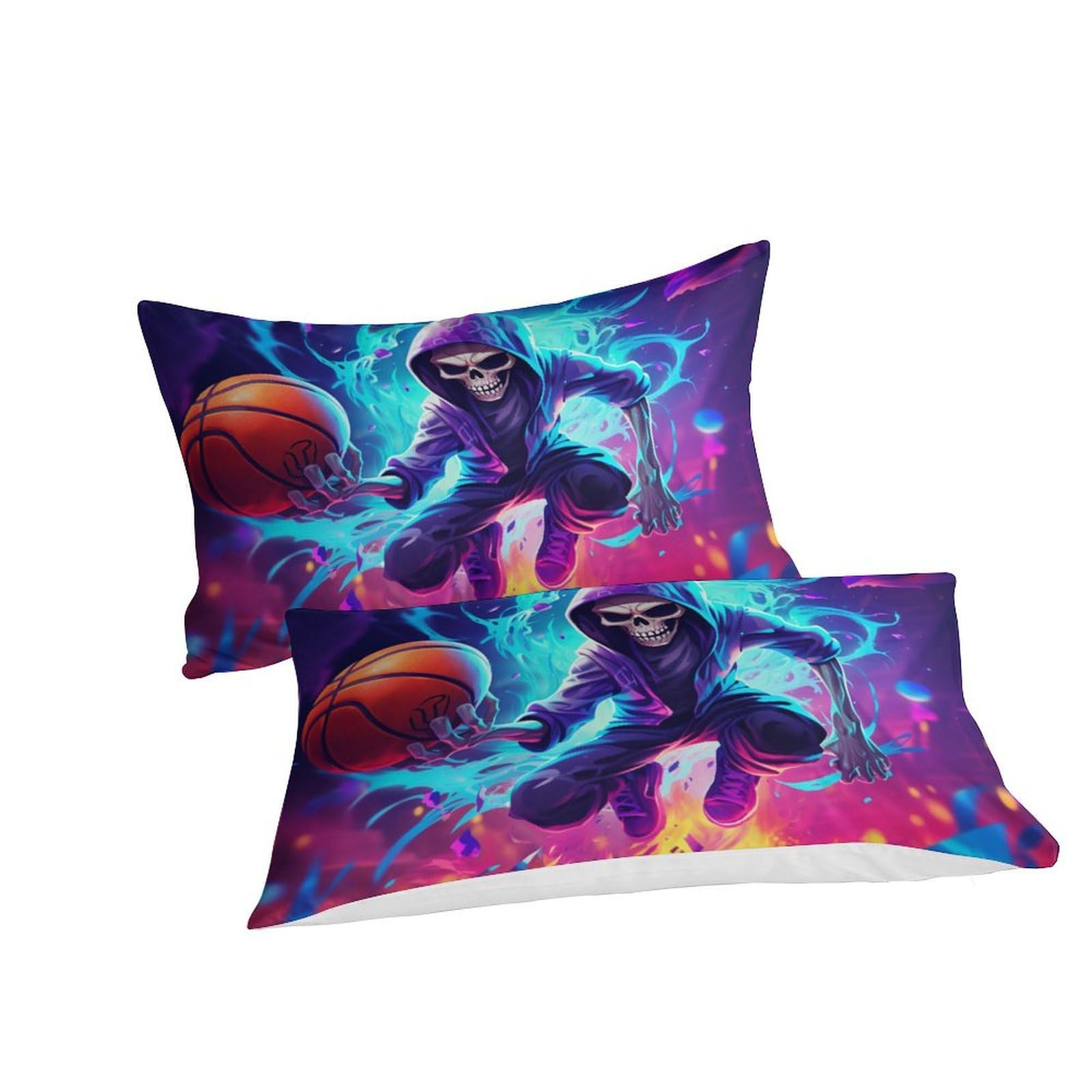 Baloncesto esqueleto Set Di Biancheria Da Letto Da 3 Pezzi in Microfibra Copripiumino Con Federe Morbida, Resistente,Anime Traspirante Copripiumini King（220x240cm）