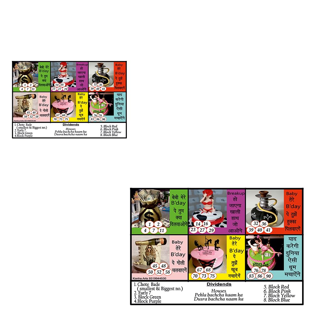 Kanha Arts Trendy Birthday Party Tambola Housie & Trendy Birthday Party Tambola Housie Durable Hard Card Sheet Material for Interactive Learning & Play