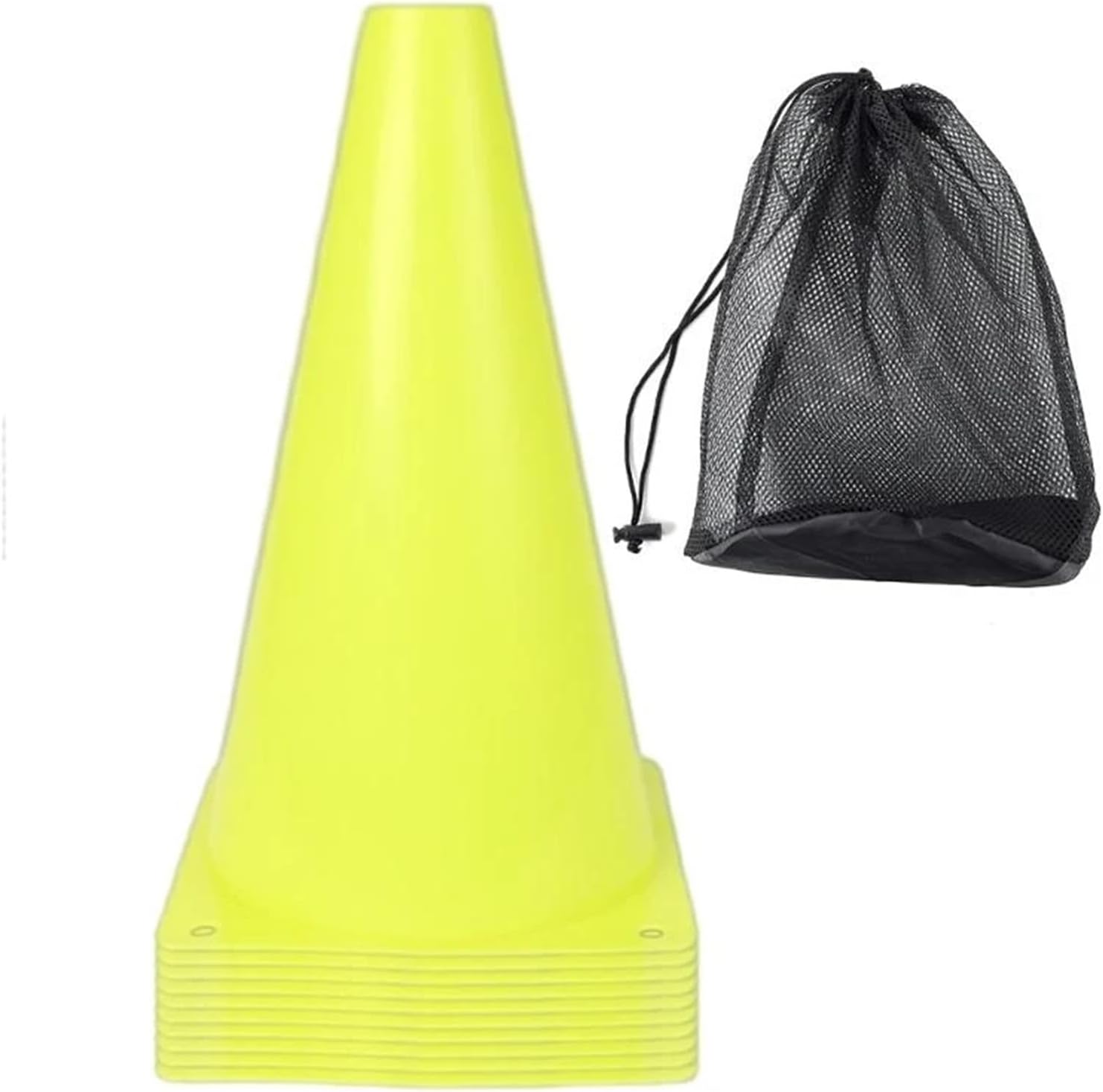 10Pcs Plastic Agility Cones Soccer Training Markers for Speed Drills, Multi-Color | Durable plastic cones for agility, soccer, speed, and field training drills.(Green)