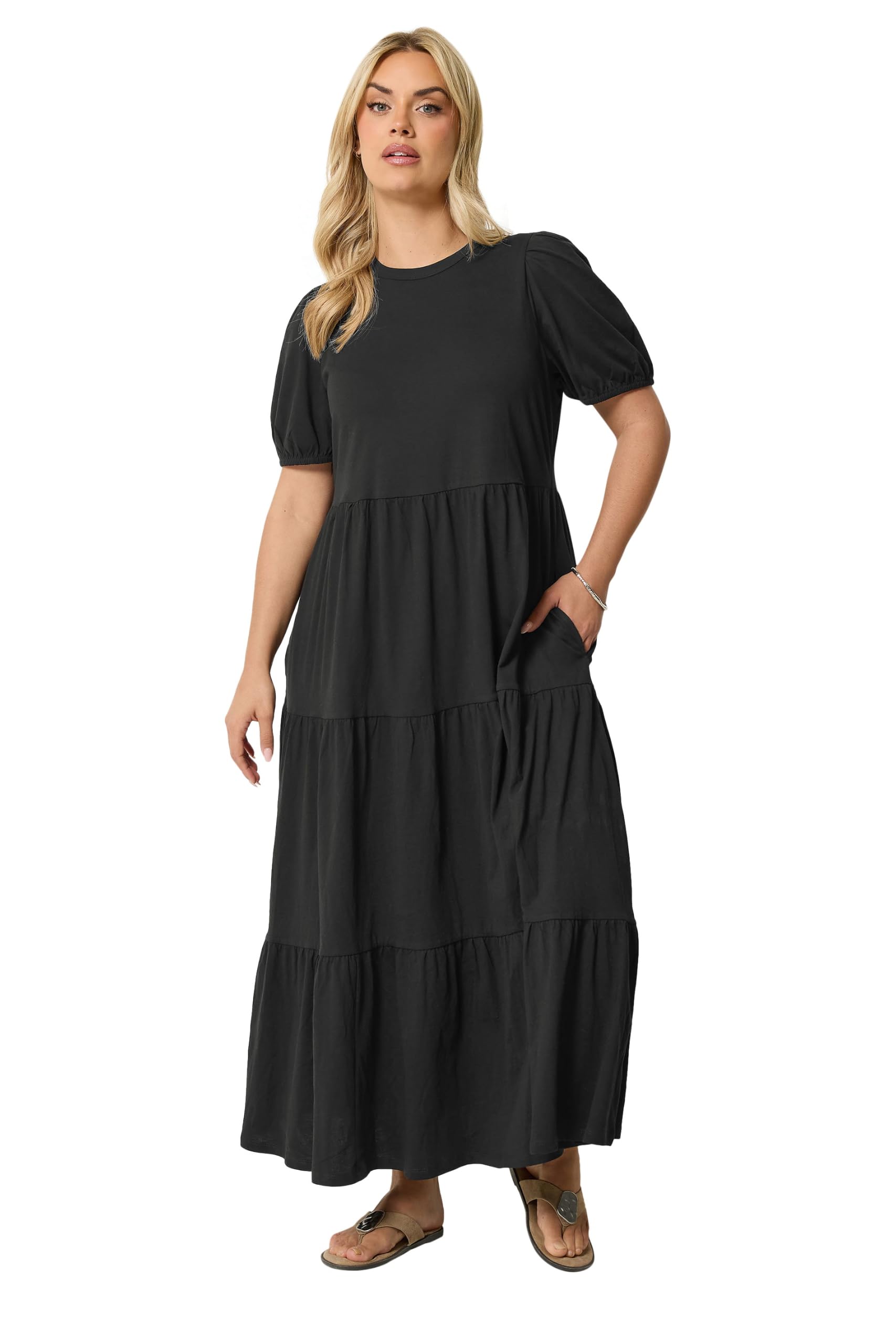 Yours Curve Puff Sleeve Dress - Women's - Plus Size Curve Black