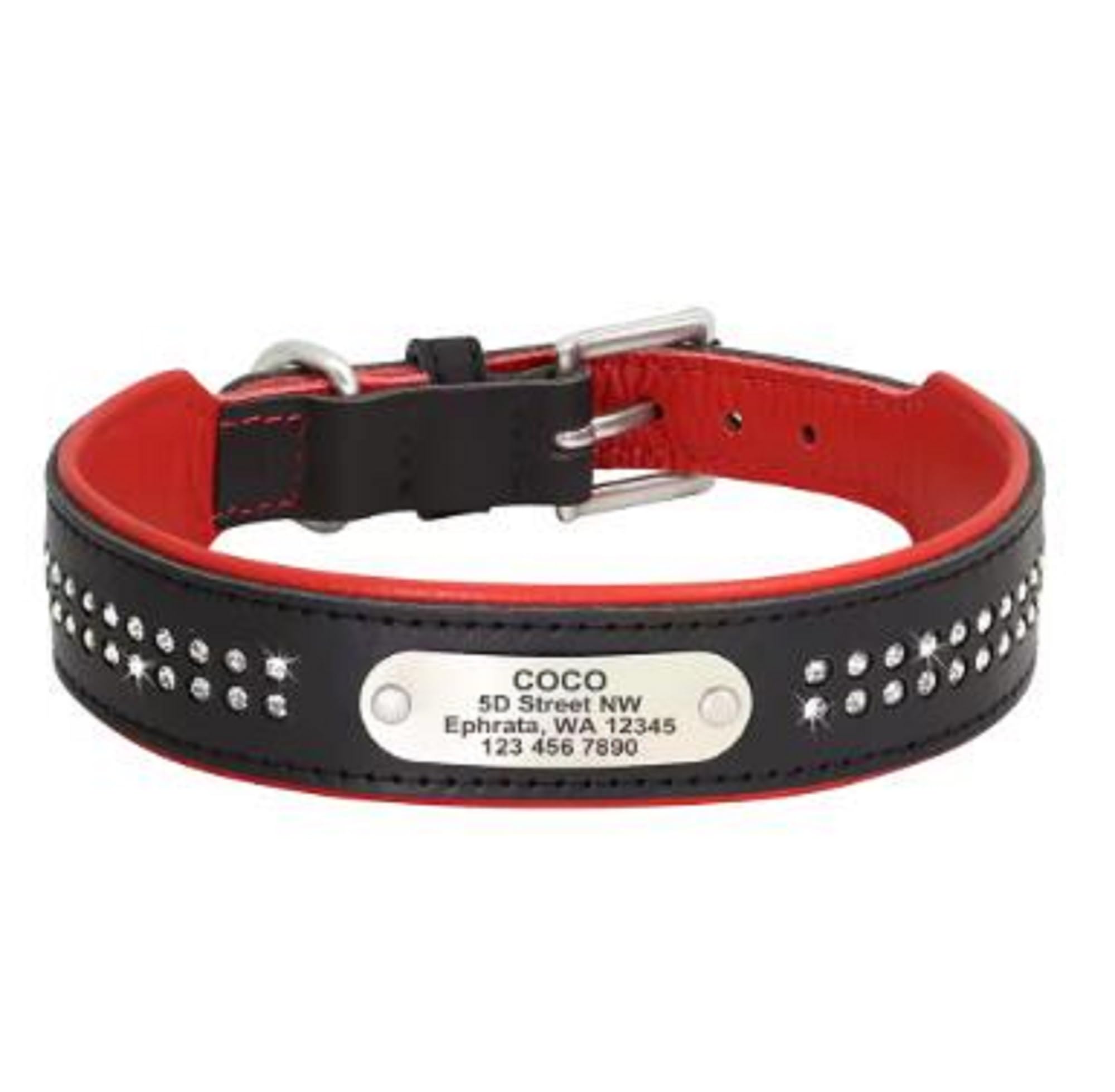 Collare Per Cani Personalizzato Collari Per Cani Con Strass Personalizzati Con IDcollare Inciso Con Fibbia Per Cani Di Taglia Media,Nero,XL