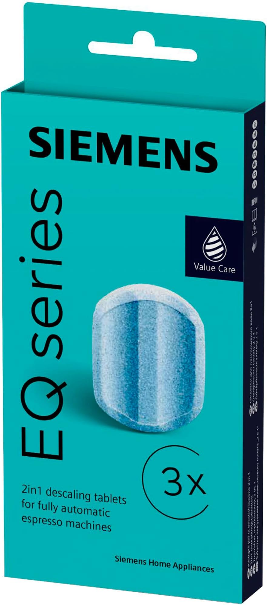 Descaling Tablets TZ80002A, Pack of 3, Removes Limescale and Protects Against Corrosion, Original Accessory, Fits EQ Series Coffee Machines, Built-in Machines, White, 118