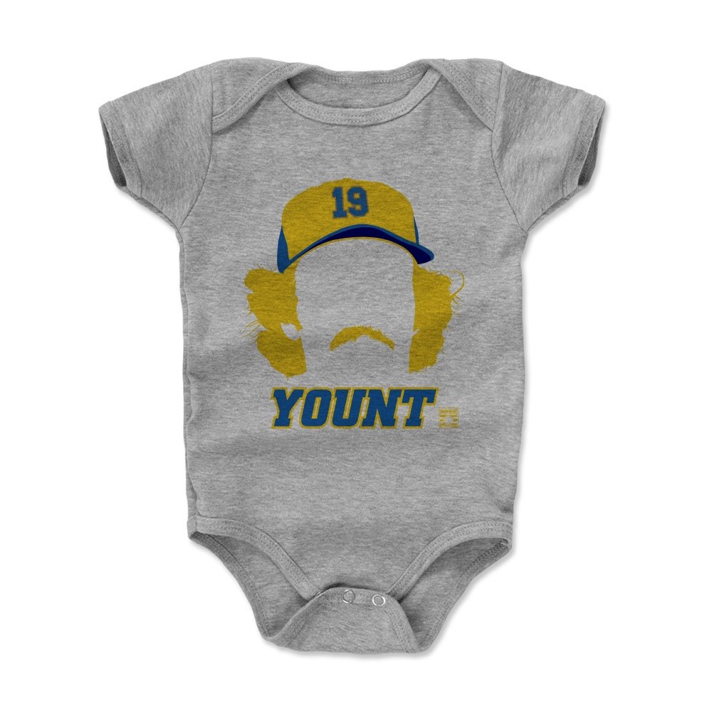 500 LEVEL Robin Yount Baby Infant One Piece Bodysuit (18M, Heather Gray) - Robin Yount Silhouette B