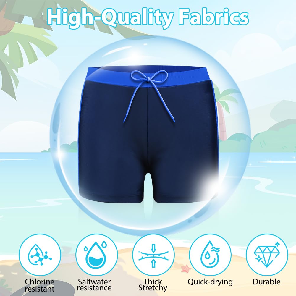 Bañador Niño Ropa de Baño Quick Dry Forro Compresión Calzoncillos Bóxer Pantalones Cortos Natación Cordón Forro Antirozaduras 7-14 años