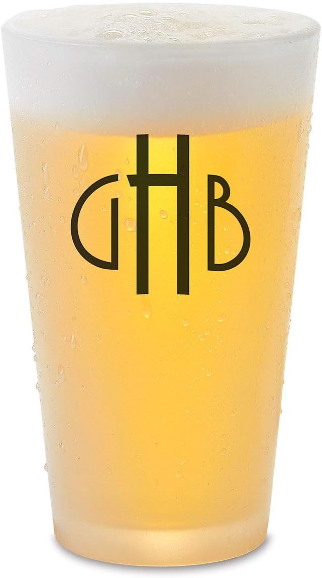 Custom Printed Ink Monogrammed Frosted Pint Glass 16