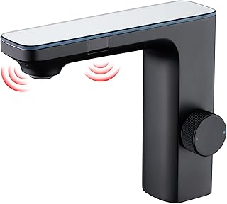 CREA Infrarot Sensor Wasserhahn Bad, Automatisch Sensor Mischbatterie Bad, Infrarot-Waschtischarmatur, Armatur Waschbecken mit Sensor, Matt Schwarz